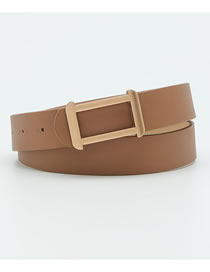 Fashion Camel Wide Belt With Rectangular Plate Buckle