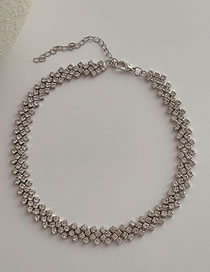 Fashion Silver Geometric Diamond Necklace