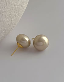 Fashion Champagne Pearl Round Pearl Stud Earrings
