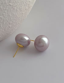 Fashion Pink Purple Pearl Round Pearl Stud Earrings