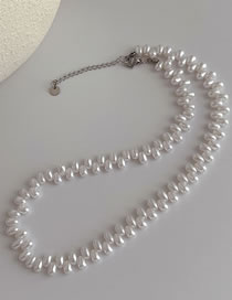 Fashion Silver Wheat Ear Imitation Pearl Beaded Necklace