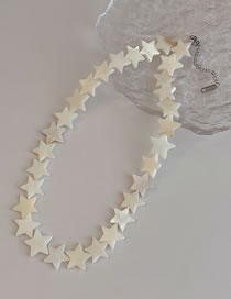 Fashion 15mm Diameter Shell Pentagram Necklace Shell Pentagram Beaded Necklace