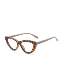 Fashion Leopard Frame Pc Cat Eye Large Frame Flat Mirror Glasses