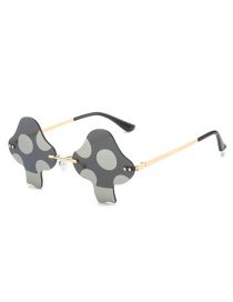 Fashion Black And Gray Flakes Pc Mushroom Rimless Sunglasses