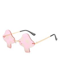Fashion Pink Flakes Pc Mushroom Rimless Sunglasses