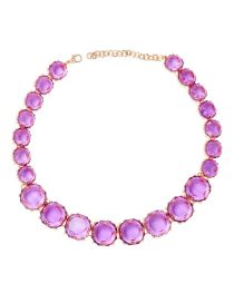 Fashion Purple Geometric Faceted Circle Necklace