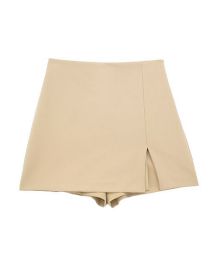 Fashion Khaki Solid Color Slit Culottes