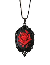 Fashion Black Necklace Alloy Oval Rose Necklace
