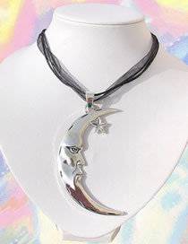 Fashion Silver Alloy Geometric Moon Necklace