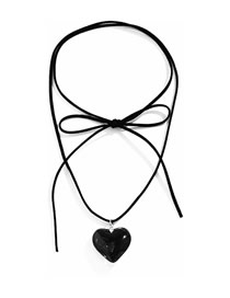 Fashion Black Alloy Glass Heart Necklace