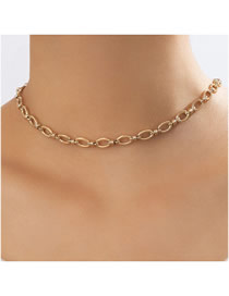 Fashion Gold Alloy Geometric Oval Chain Necklace