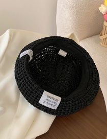 Fashion Black Straw Patch Cutout Beret Sun Hat