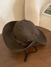 Fashion Brown Acrylic Drawstring Large Brim Sun Protection Mountaineering Hat