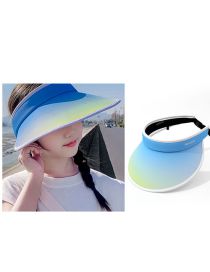 Fashion Blue To Yellow Cotton Sun Hat With Large Brim