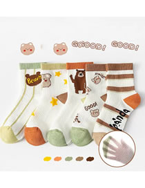Fashion Adorable Pet Bear [spring And Summer Mesh 5 Pairs] Cotton Printed Children's Socks