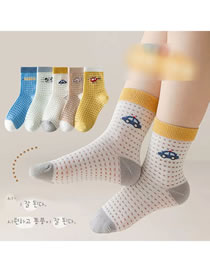 Fashion Car Panda [5 Pairs Of Spring And Summer Mesh] Cotton Printed Children's Socks