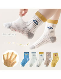 Fashion Car Panda [spring And Summer Mesh 5 Pairs] Cotton Printed Children's Socks