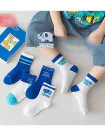 Fashion Blue Elephant [soft Thin Cotton 5 Pairs] Cotton Printed Children's Socks