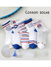 Fashion Sports Basketball [breathable Mesh 5 Pairs] Cotton Printed Children's Socks