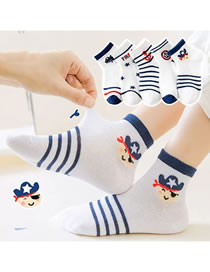 Fashion Q Version Pirate [breathable Mesh 5 Pairs] Cotton Printed Children's Socks