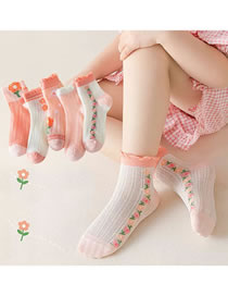 Fashion Beautiful Flowers [spring And Summer Mesh 5 Pairs] Cotton Printed Children's Socks