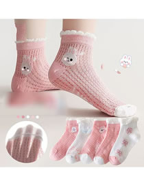 Fashion Pink Rabbit [spring And Summer Mesh 5 Pairs] Cotton Printed Children's Socks