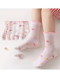 Fashion Brilliant Flowers [spring And Summer Mesh 5 Pairs] Cotton Printed Children's Socks