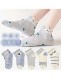 Fashion Flower Bunny [spring And Summer Mesh 5 Pairs] Cotton Printed Children's Socks