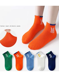 Fashion Colorful Letters [spring And Summer Mesh 5 Pairs] Cotton Printed Children's Socks
