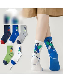 Fashion Victory Sports Socks [five Pairs Of Hardcover] Cotton Printed Children's Socks