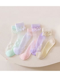 Fashion Wavy Ice Stockings-5 Pairs Cotton Print Crystal Socks