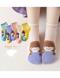 Fashion Girls Fishnet Socks - 5 Pairs Cotton Printed Children's Socks