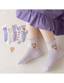 Fashion Bear Mesh Socks-5 Pairs Cotton Printed Children's Socks