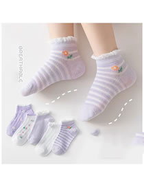 Fashion Floral Mesh Socks - 5 Pairs Cotton Printed Children's Socks
