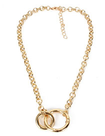 Fashion Gold Metal Double Hoop Necklace