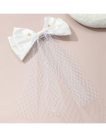 Fashion White Bow Veil Hair Clip