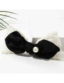 Fashion Black Fabric Pearl Bow Hair Clip