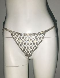 Fashion Silver Panties (reversible) Alloy Diamond Grid Hollow Shorts