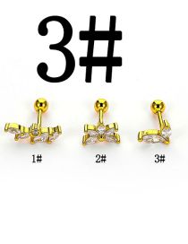 Fashion Gold 3# Silver And Diamond Geometric Piercing Stud Earrings
