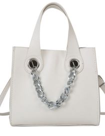 Fashion White Pu Large Capacity Messenger Cross-body Bag