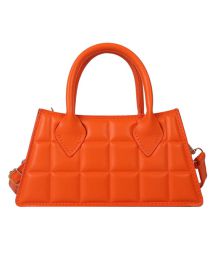 Fashion Orange Pu Checkered Messengercross-body Bag