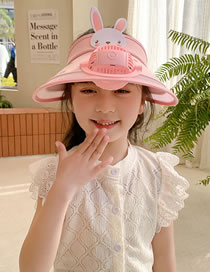 Fashion Animal Fan Hat - Pink Bunny Polyester Printed Large Brim With Fan Empty Sun Hat (with Electronics)