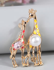 Fashion Gold Alloy Geometric Giraffe Brooch