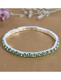 Fashion Green Alloy Diamond Prong Chain Bracelet