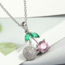 Fashion 19# Copper Diamond Cherry Necklace