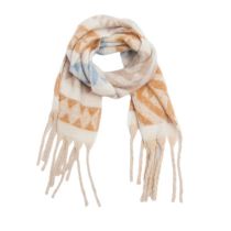 Fashion Beige Polyester Jacquard Thick Fringed Scarf