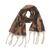 Fashion 07#coffee Polyester Jacquard Thick Fringed Scarf