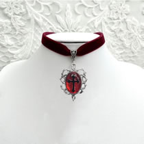 Fashion Style-5 Alloy Embossed Cross Oval Crystal Necklace