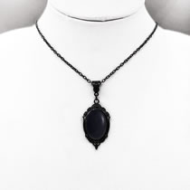 Fashion Black Alloy Geometric Oval Necklace