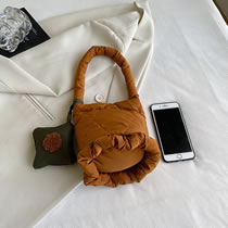 Fashion Brown Down Large Capacity Handbag